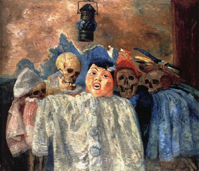 James Ensor Pierrot and Skeleton France oil painting art